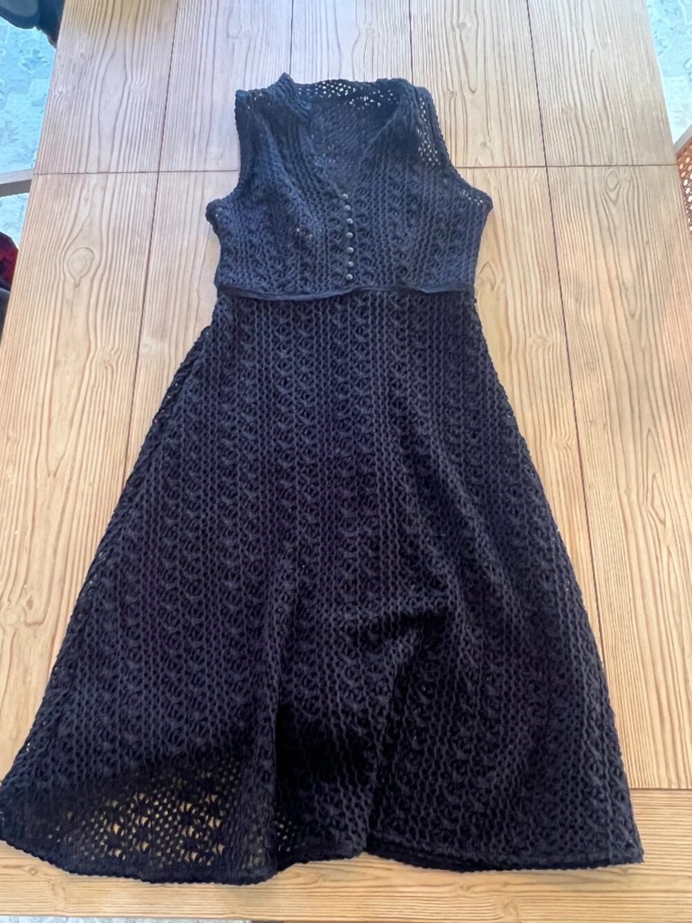Anthropologie Meadow Rue Black Crochet Lace Midi Dress 0P Petite